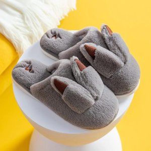 Unisex 3D Pikachu Ears Fuzzy Home Slippers - Grey Only